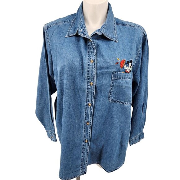 Mickey Unlimited Womens Disney Denim Shirt, Size 26W/28W - Picture 2 of 10